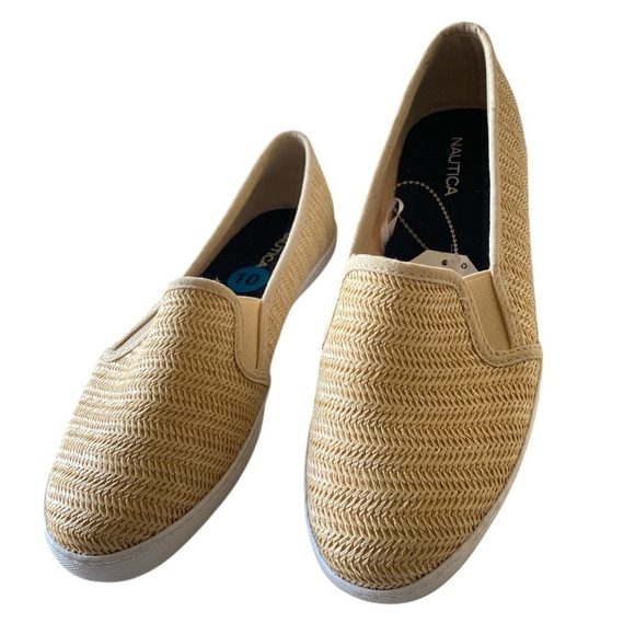 Nautica Women’s Sunchaser Raffia Natural Knit Beige Slip-On Shoes Normcore NWT - Picture 1 of 9